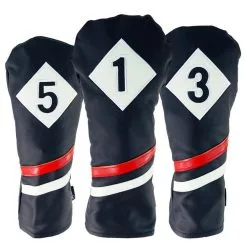Clubs Shop 30 Ram Golf Vintage PU Leather Headcovers Set, Black, Driver, Fairway Woods (1,3,5)