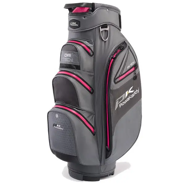 PowaKaddy Dri-Tech Cart Bag Gunmetal Hot Pink 22 3 PowaKaddy Dri-Tech Cart Bag Gunmetal Hot Pink 22